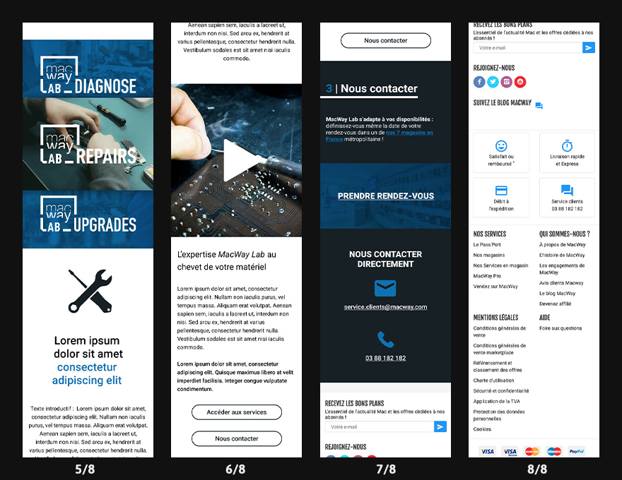 Seconde moitié de la landing page des services MacWay Lab.