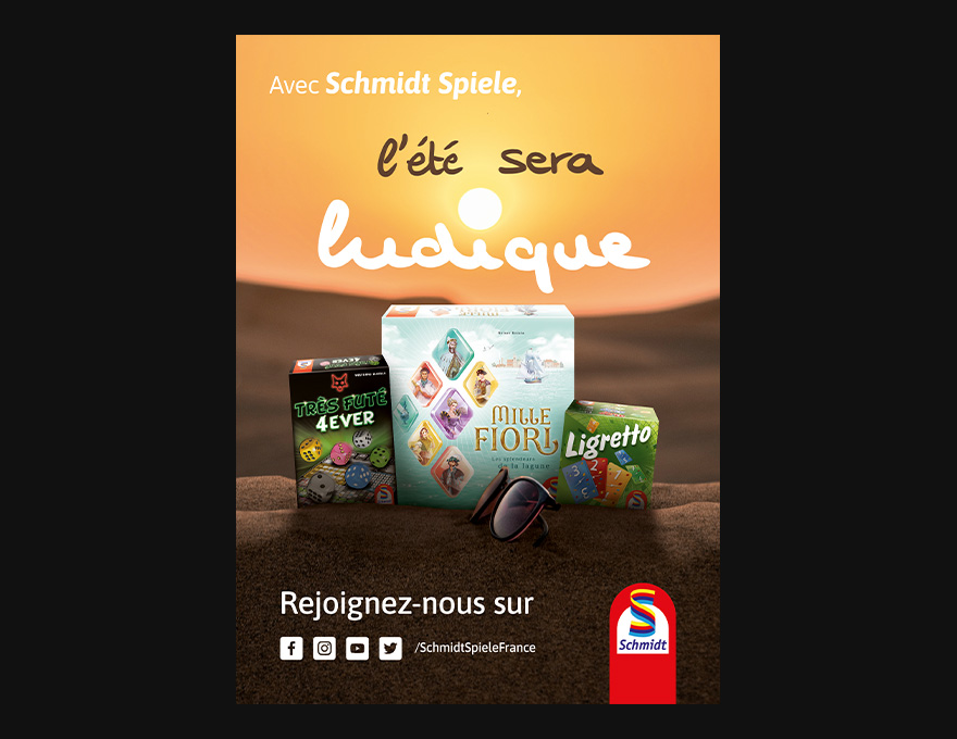 Visuel publicitaire générique pour l'éditeur Schmidt Spiele France pour l'été 2023.