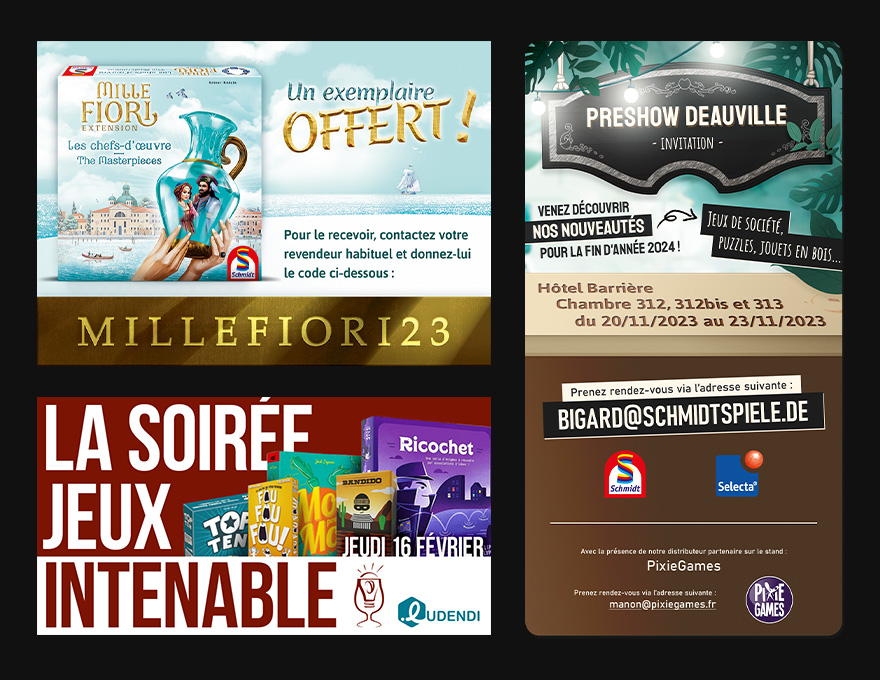 Visuel publicitaire générique pour l'éditeur Schmidt Spiele France pour l'été 2023.