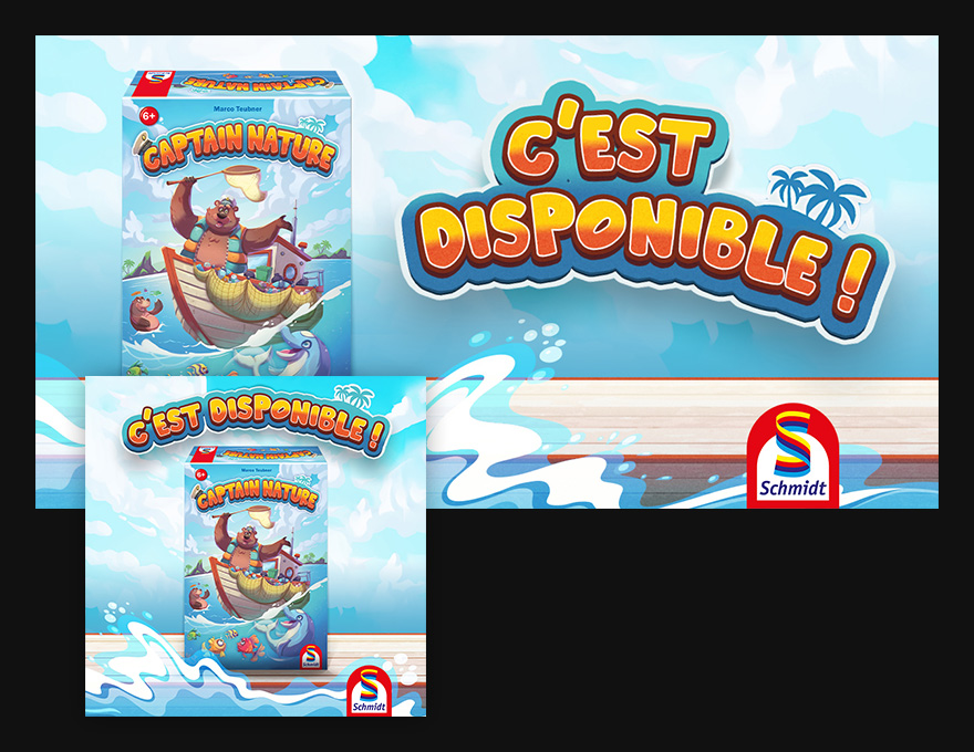 Visuels Facebook et Twitter pour accompagner la sortie du jeu Captain Nature.