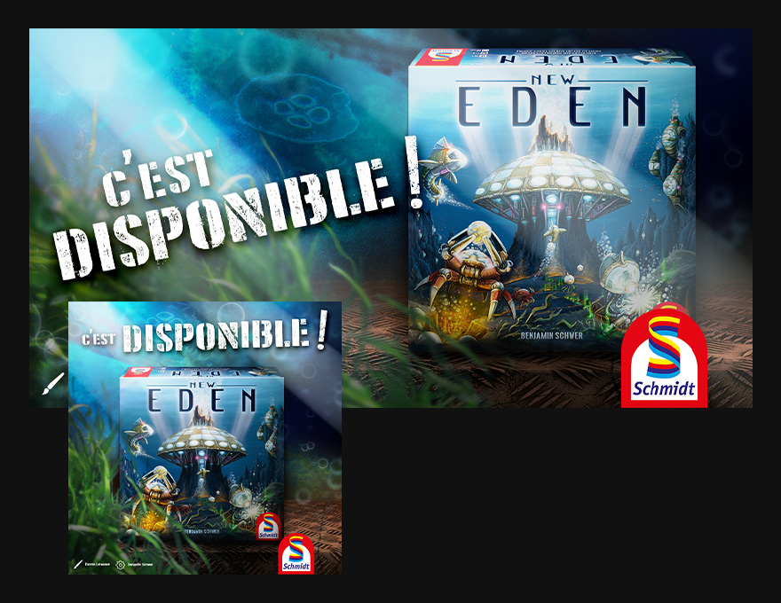 Visuels Facebook et Twitter pour accompagner la sortie du jeu New Eden, dont la diégèse se déroule dans les fonds marins.