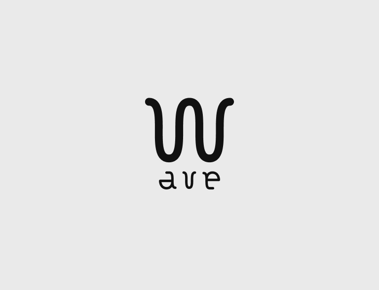 Visualisation du logo de la marque Wave, dont le W est stylisé de façon à ressembler à un segment d'onde audio, et les trois lettres suivantes A, V et E sont disposées en dessous.
